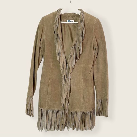 VINTAGE 1990s B Lucid Boho Fringed Suede Jacket - Picture 8 of 8